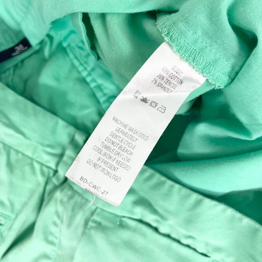 B. Draddy Shorts Mens 38 Green Chino Flat Front Golf Cotton Stretch